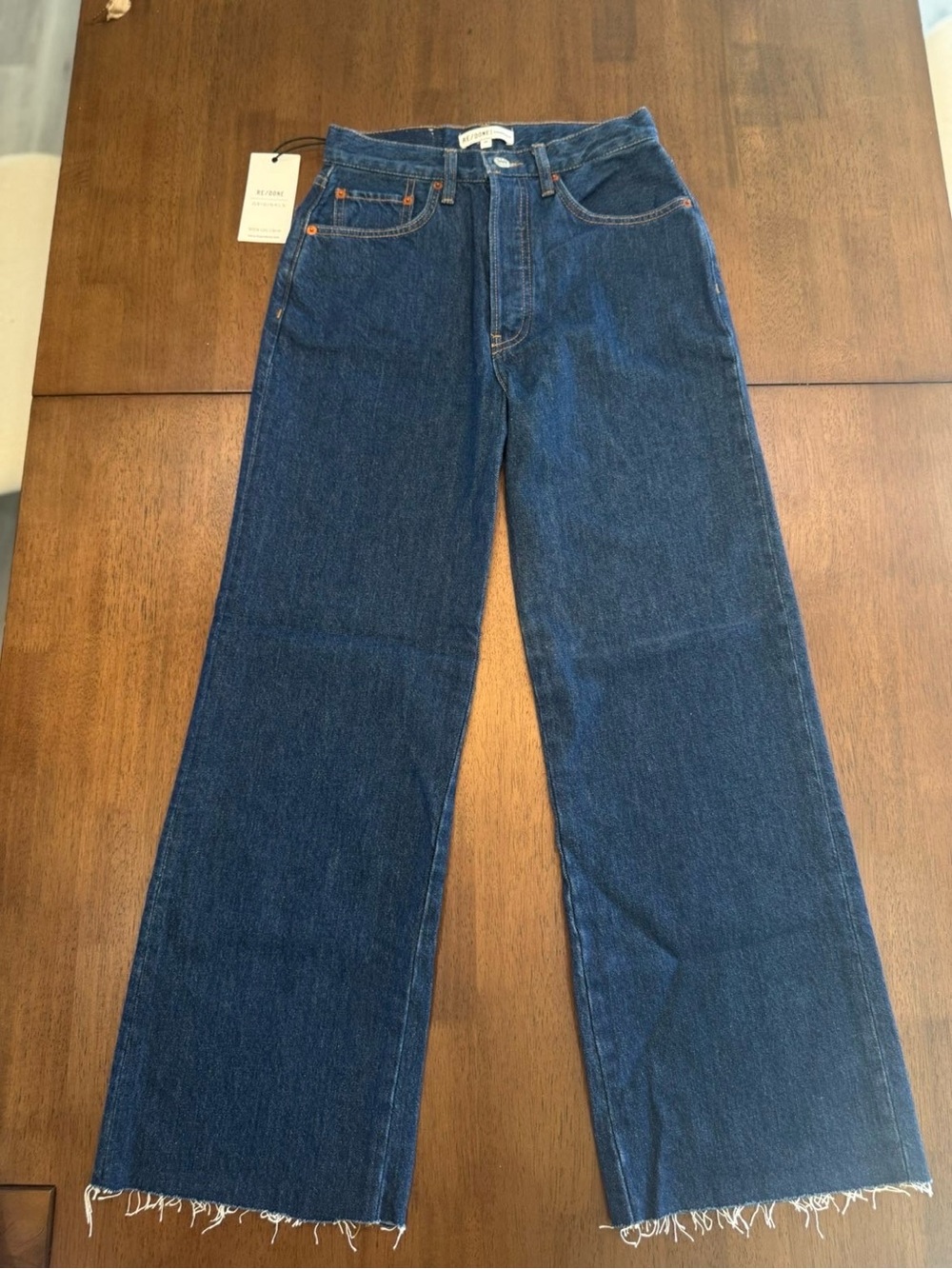 Re/Done Straight-Leg Women’s Jeans in Dark Blue